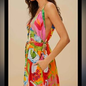 FARM RIO Multicolor Summer Picnic Midi Dress
